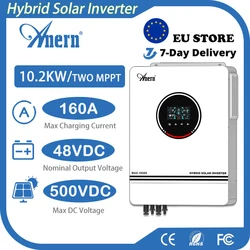 Anern 10.2KW/6.2KW MPPT hybrydowy falownik solarny 48V wbudowany MPPT 160A 230VAC regulator ładowania słonecznego podwójne wejście fotowoltaiczne falownik solarny