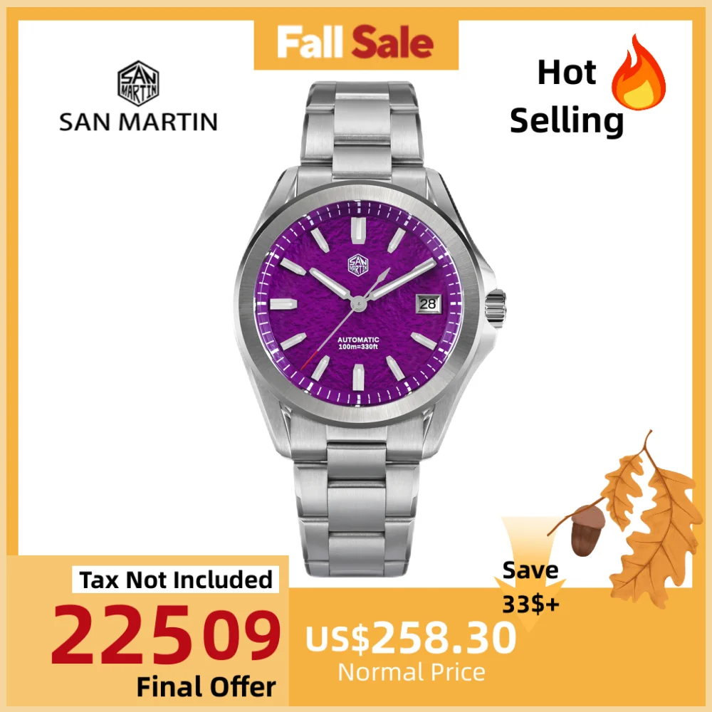

San Martin 39mm Men Dress Watch Self-Wind Mechanical 3H Date New On The Fly Adjust Clasp BGW-X1 Lume Hombre Reloj SN0129C-2/3