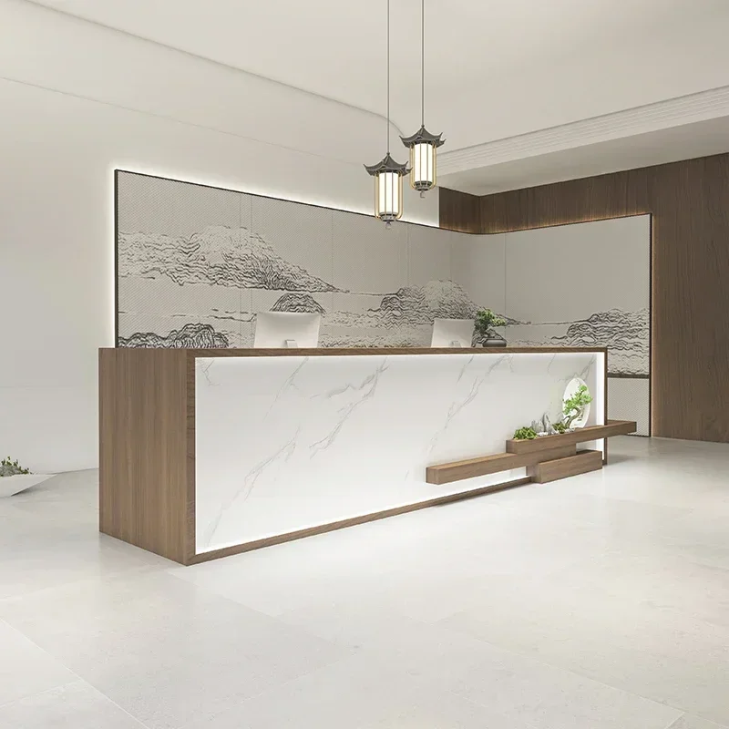 

Modern Furniture Reception Desk Luxury Administrator Stand Elegant Office Counter Long Entrance Tables Luxurious Table Advanced