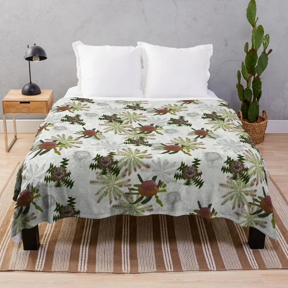 Mixed Banksia Fabric Design for large items Throw Blanket christmas gifts Soft Plaid Blankets