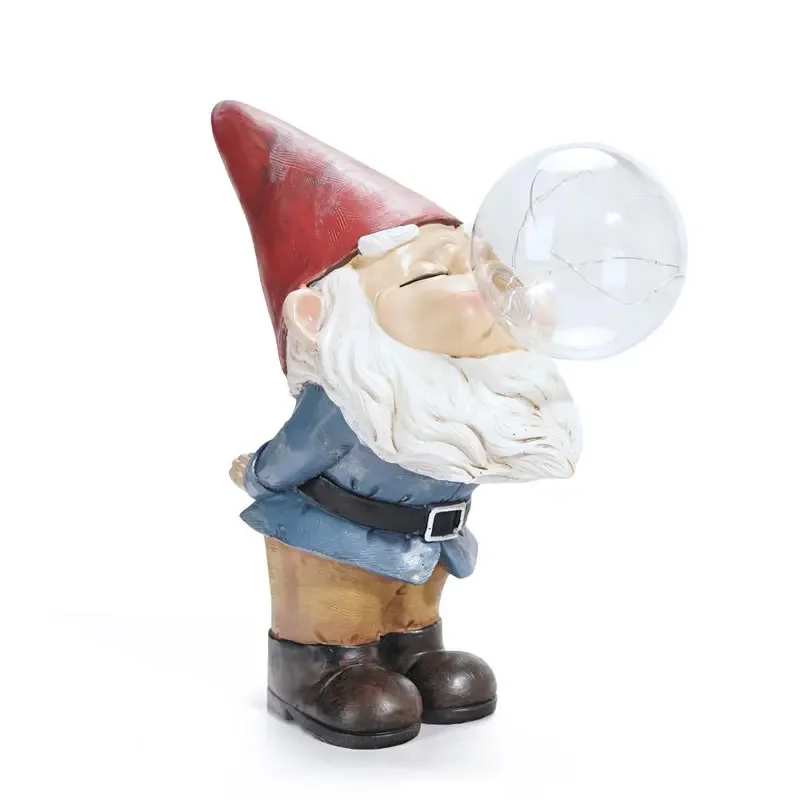 

Glowing Ball Garden Gnomes Statues Decor Funny Bubble Dwarf Gnomes Garden with Solar Light Ornaments Yard Lawn Decoration