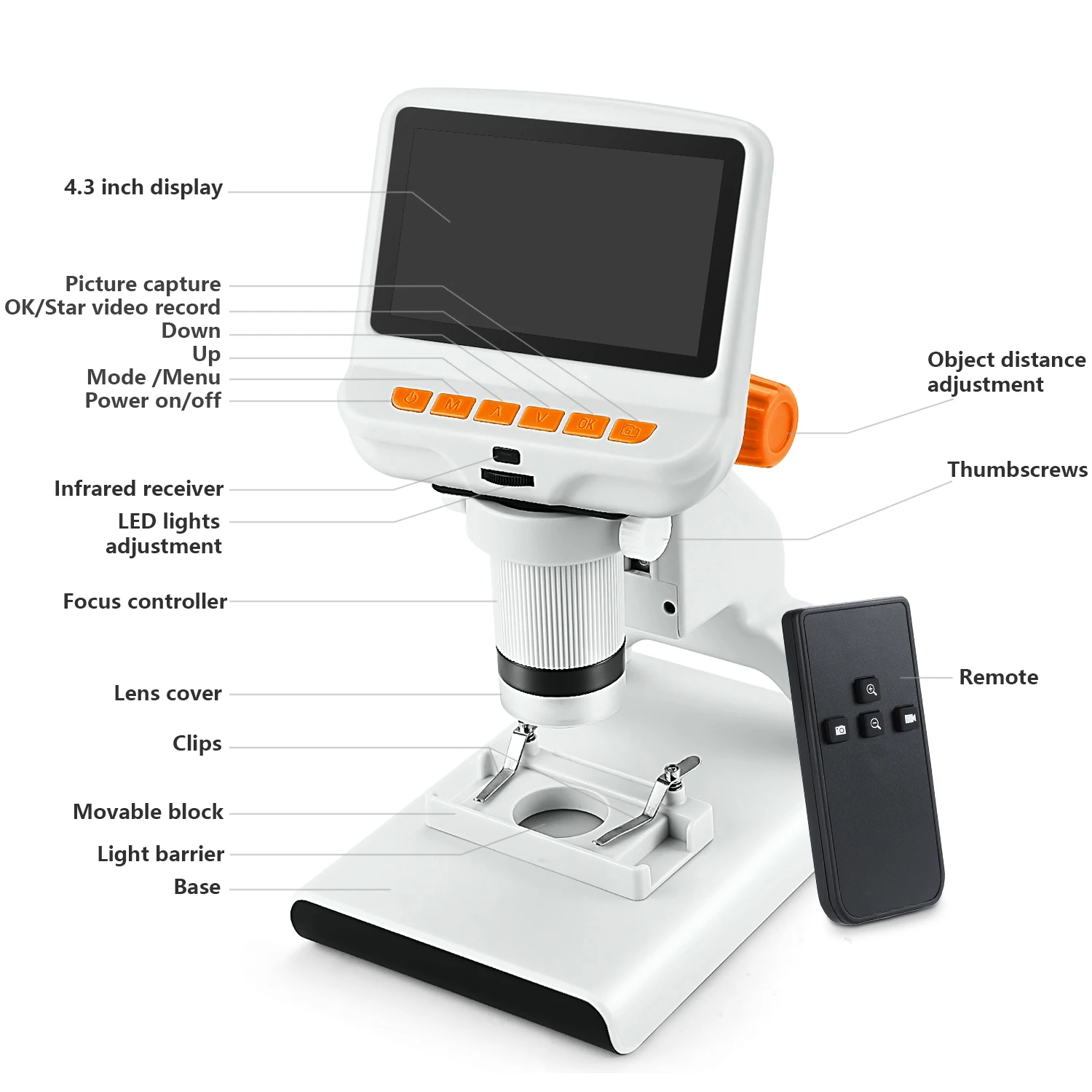 

Andonstar 4.3Inch Chlidren 2MP 1080P Digital Microscope AD102 220X Portable Microscope for Kids and Adults Observe Outdoor Tools