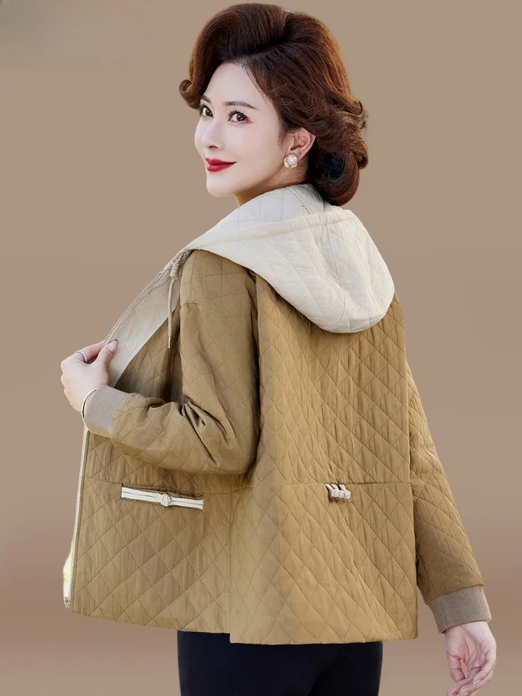 

Повседневная толстовка-кардиган Sli Mom 2024: Новинка для женщин среднего возраста, весна-осень, модный кардиган из полиэстера прямого кроя