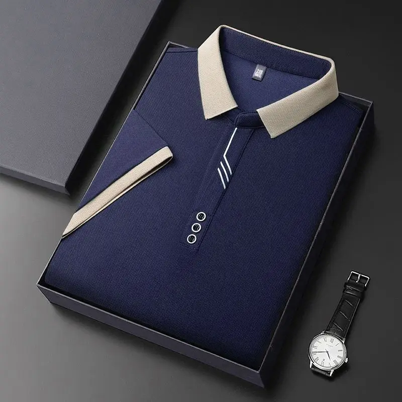 

2024 New Summer Light Luxury High-end Leisure Business Fashion Contrasting Color Embroidered Loose and Versatile POLO Shirt