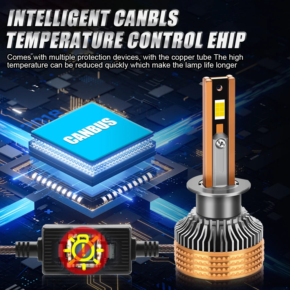 

Universal H1 single Beam LED Headlight 220W High Lumen 20000LM Super Bright 6000K CANbus 12V Auto LED Lights 4 Copper Tube