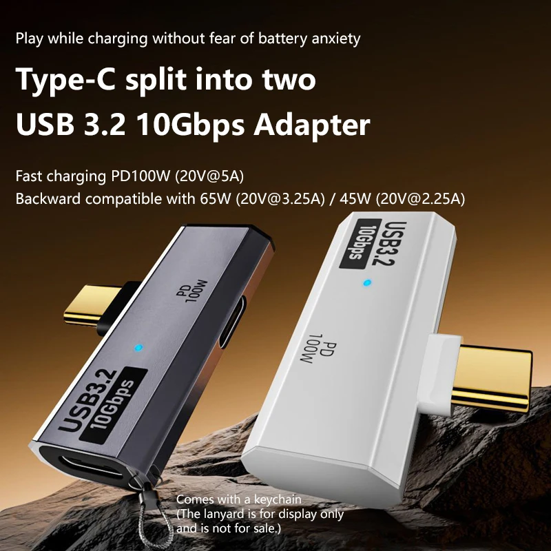L‑Shape USB‑C Right Angle Adapter 100W PD Fast Charge USB3.2 10Gbps Data Transfer Type‑C Male to Female Converter  2026 New