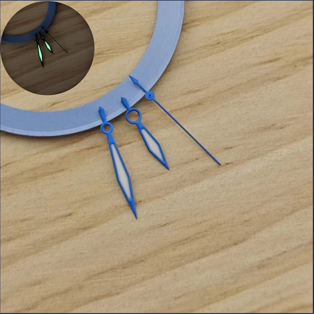 3 pezzi lancette luminose verdi 8,5x12,5x13mm accessori per orologi con ago a forma di spada per movimento NH35/NH36