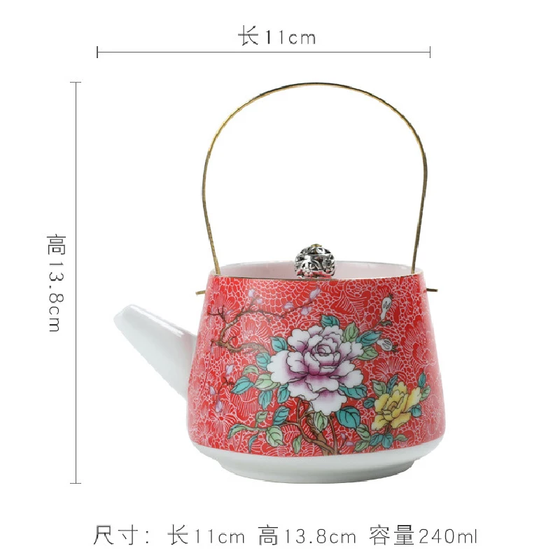 Enamel Teapot Ceramic Tea Set Home Kettle Retro Portable Teapot Tea Tea Set Ceramic Brewer Living Room Coffee Table Decoration