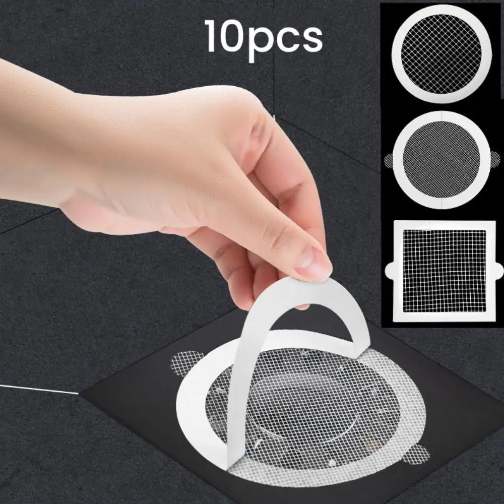 10Pcs Anti-blocking Filter Screen Disposable Floor Drain Sticker Drain Stopper Cover Bathroom Sink Strainers Hair Catcher