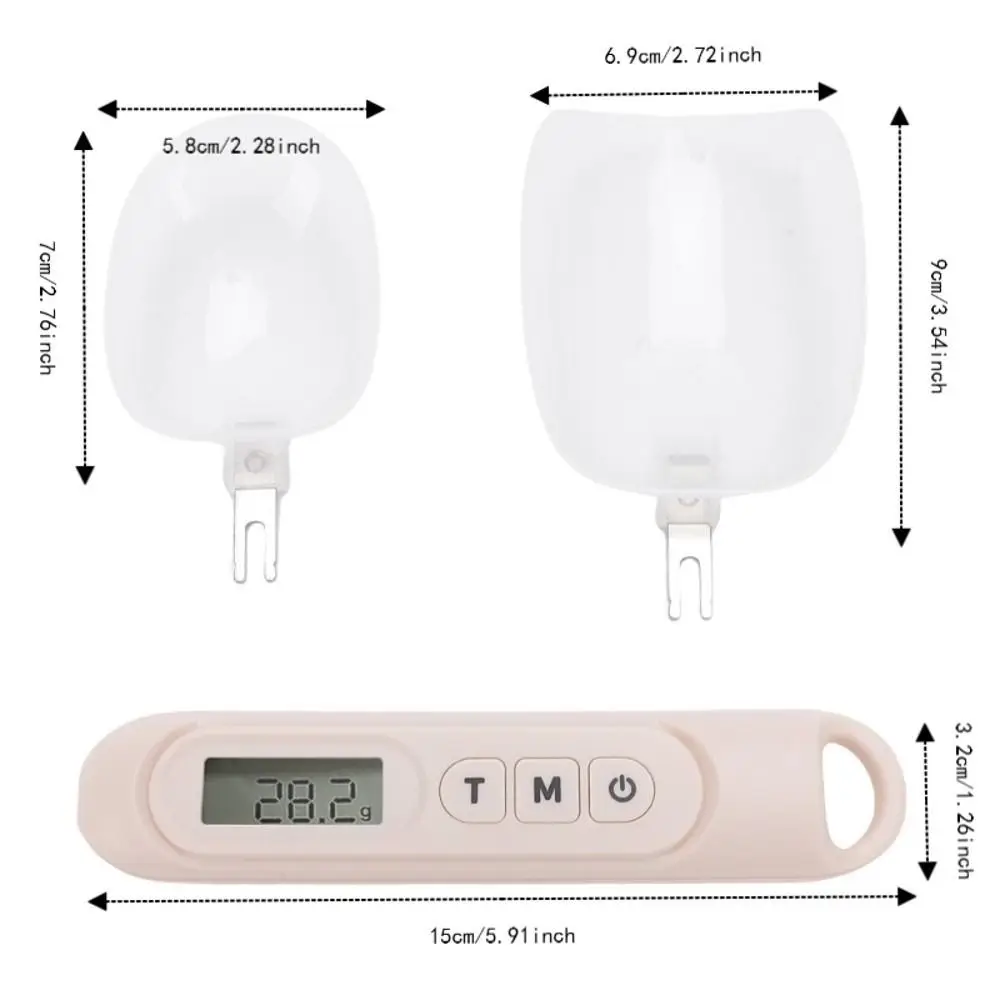 ABS Digital Measuring Spoon Beige Light Green LCD Display Electronic Spoon Scale 7-Units Switchable High-Precision