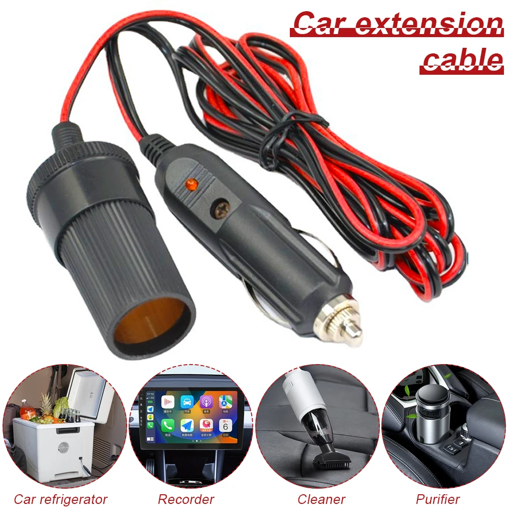 

2M/5M Car Cigarette Lighter Extension Cable 12/24V 10A Heavy Duty Extension Cable Interior Plug To Socket Female Socket Adapter