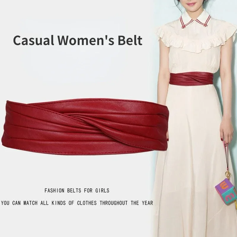 

Wide Belt Women 7cm Elastic Girdle Belt Solid Color Fashion Versatile Suit Decoration Soft Classic Belt