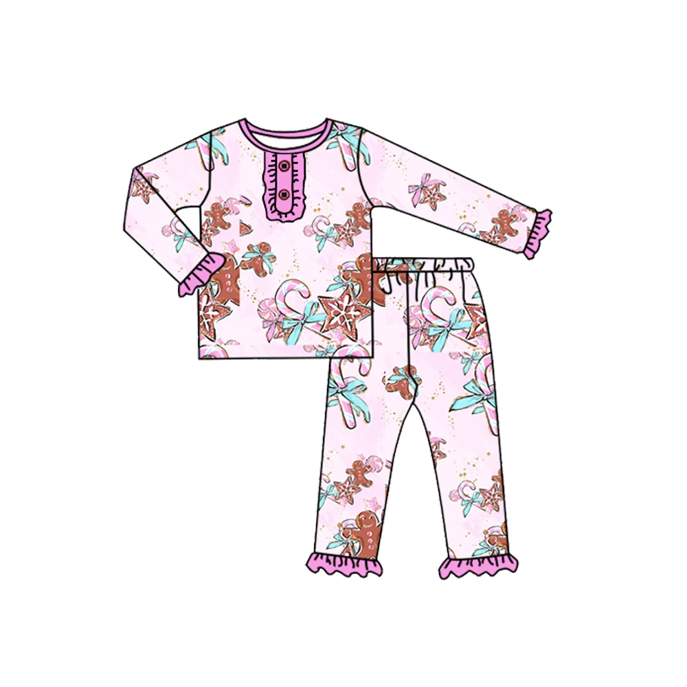 Children Boutique Christmas gingerbread Girls pajamas outfits girls night gown baby gown Baby blanket