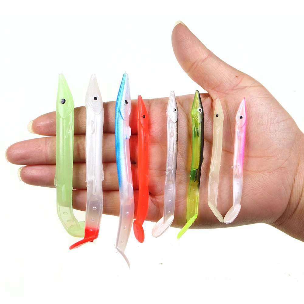 10PCS 7cm 8.5cm 11.6cm Sand Eel Lure Bait Soft Plastic Fish 