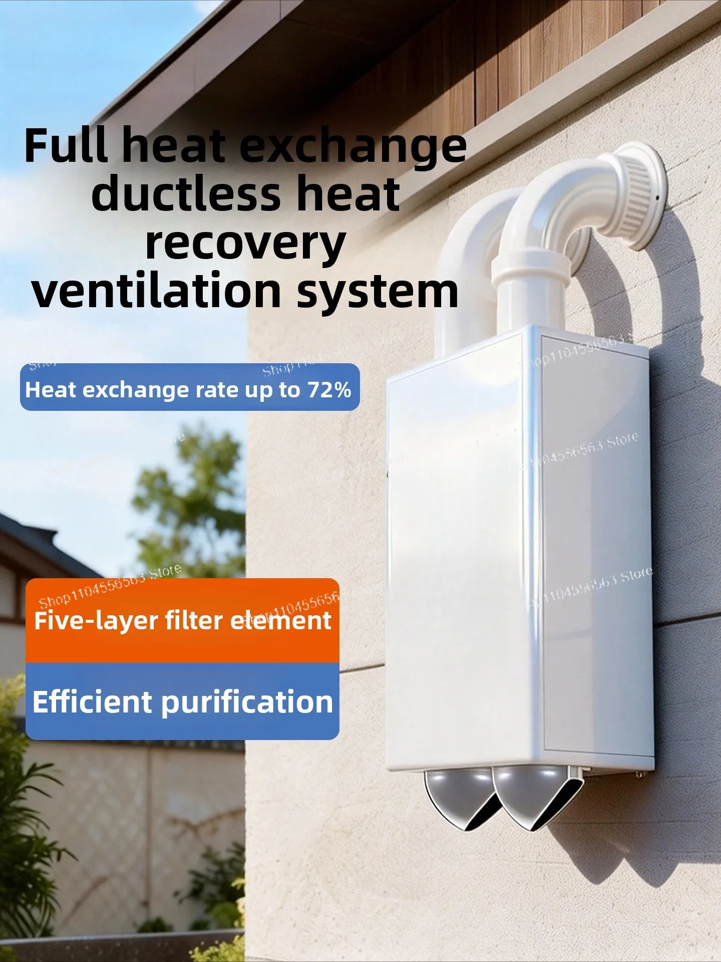 

Outdoor wall-mounted full heat exchanger fresh air system two-way flow ventilation integrated machine
