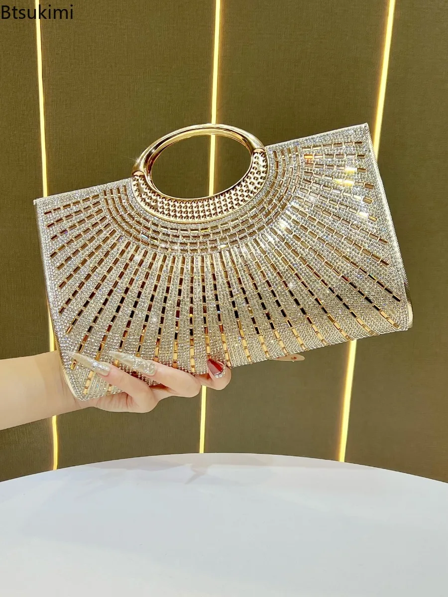 Vintage Large Circle Handbag Luxury Diamonds Sparkling Bridal Evening Bag Party Fashion Crossbody Bag Wedding Clutch Bags Purses