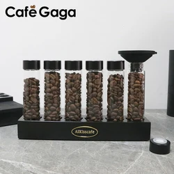 Coffee Beans Storage Container Tube Display Rack One-Way Exhaust Valve Single Dose Tea Bottle Glass With Funnel Barista Tools