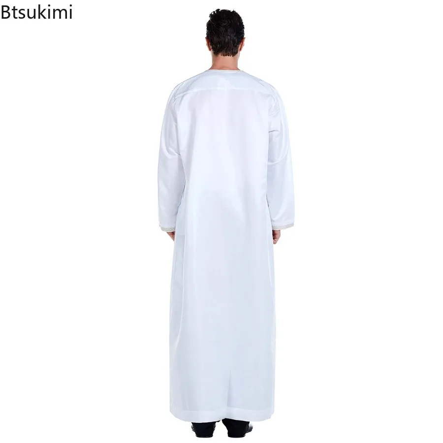 Muslim Fashion Abayas for Men Jubba Thobe Long Dress Pakistan Dubai Arab Kaftan Long Robes Islamic Clothing Ramadan Prayer Gowns