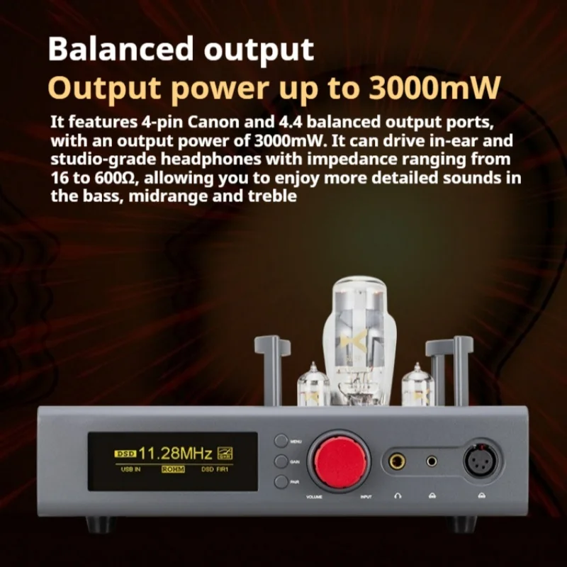 TA-32 HIFI Decoder Headphone Amplifier USB DAC DSD 3000mW Balanced Output Bluetooth 5.1 APOS 12AU7 with 3.12-inch OLED Screen
