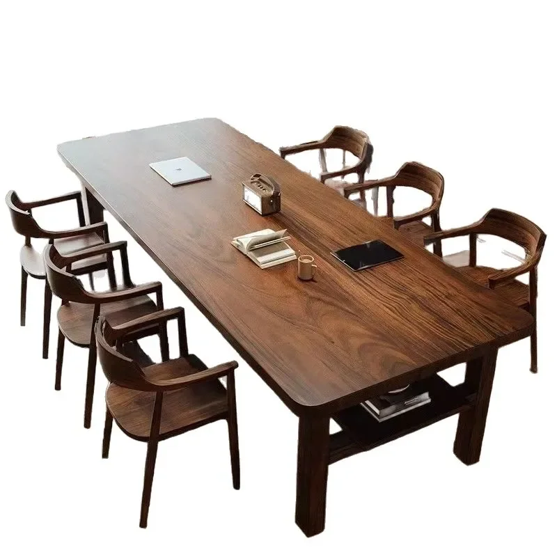 South American walnut solid wood desk, home dining table, advanced sense of writing and reading, long table, dual-purpose