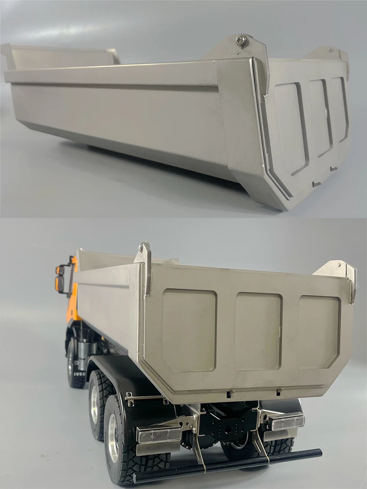 6*6 U-förmiger Kipper aus Edelstahl für 1/14 Tamiya RC für Scania 770S MAN Benz VOLVO Ferngesteuerter Anhänger – Detail 7
