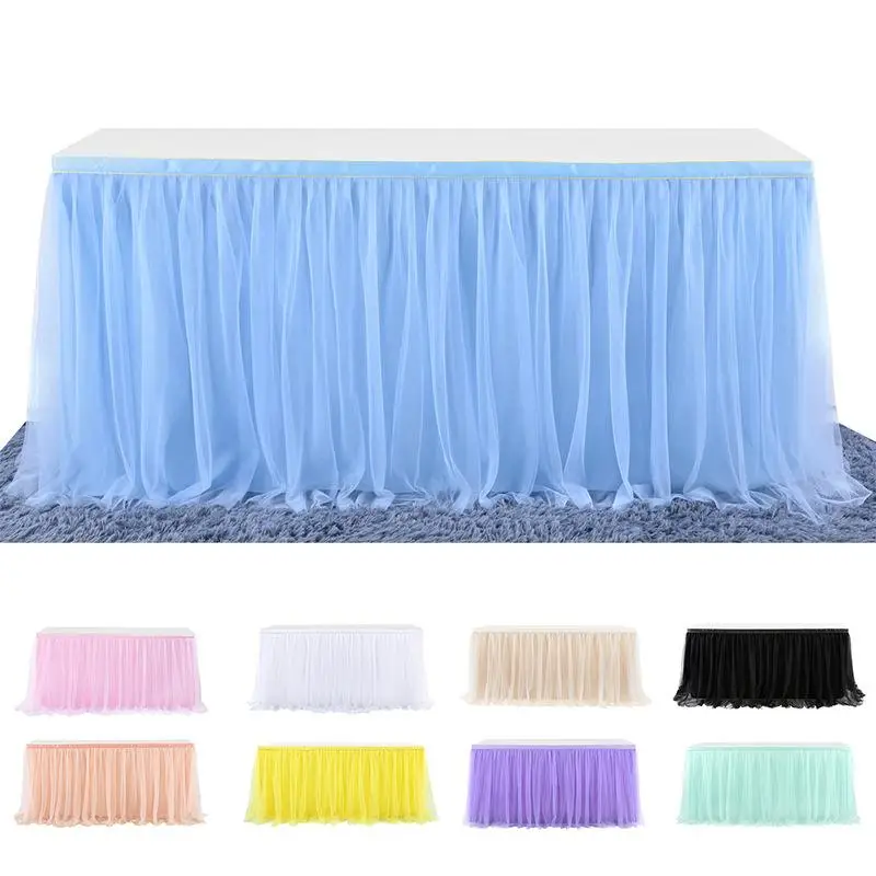 183Cm*77Cm Round Square Table Skirt Tulle Tutu Table Skirts Hotel Supplies For Wedding Kids Girl Birthday Party Decor