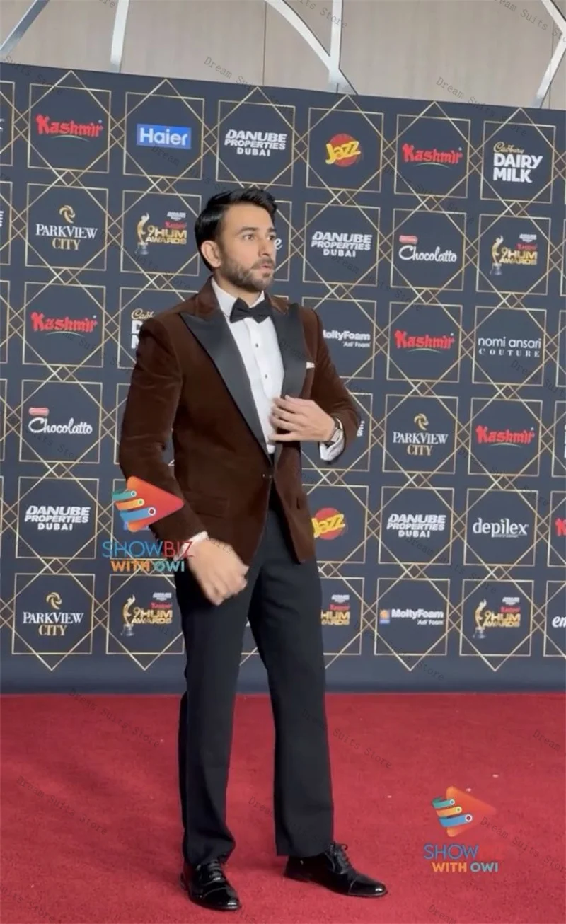 

Brown Black Men Suit Set 2 Piece Blazer+High Waist Pants Trousers Customized Formal Office Business Jacket Wedding Tuxedos Coat