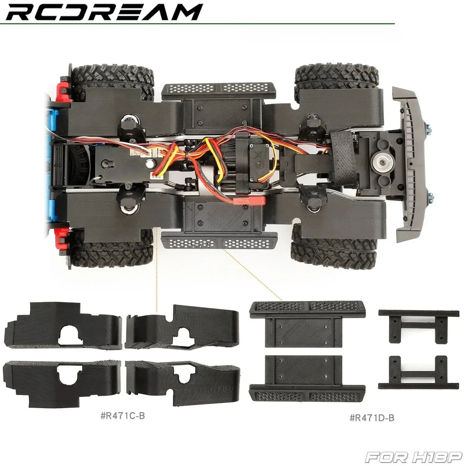 MJX H18P 1/18 RC Vehicle Parts - Lined with Wheel Cover Wheel Arch Sand Baffle Board Mudguard Leaf Panel Side Bar Side Step