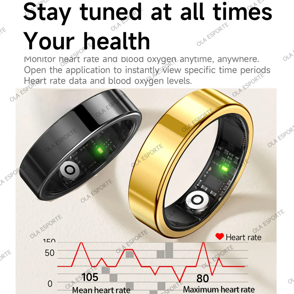 2026 New Smart Ring Heart Rate Blood Pressure Sleep Monitoring Motion Tracking IP68 Waterproof Men Women Smart Ring Holiday Gift image 3