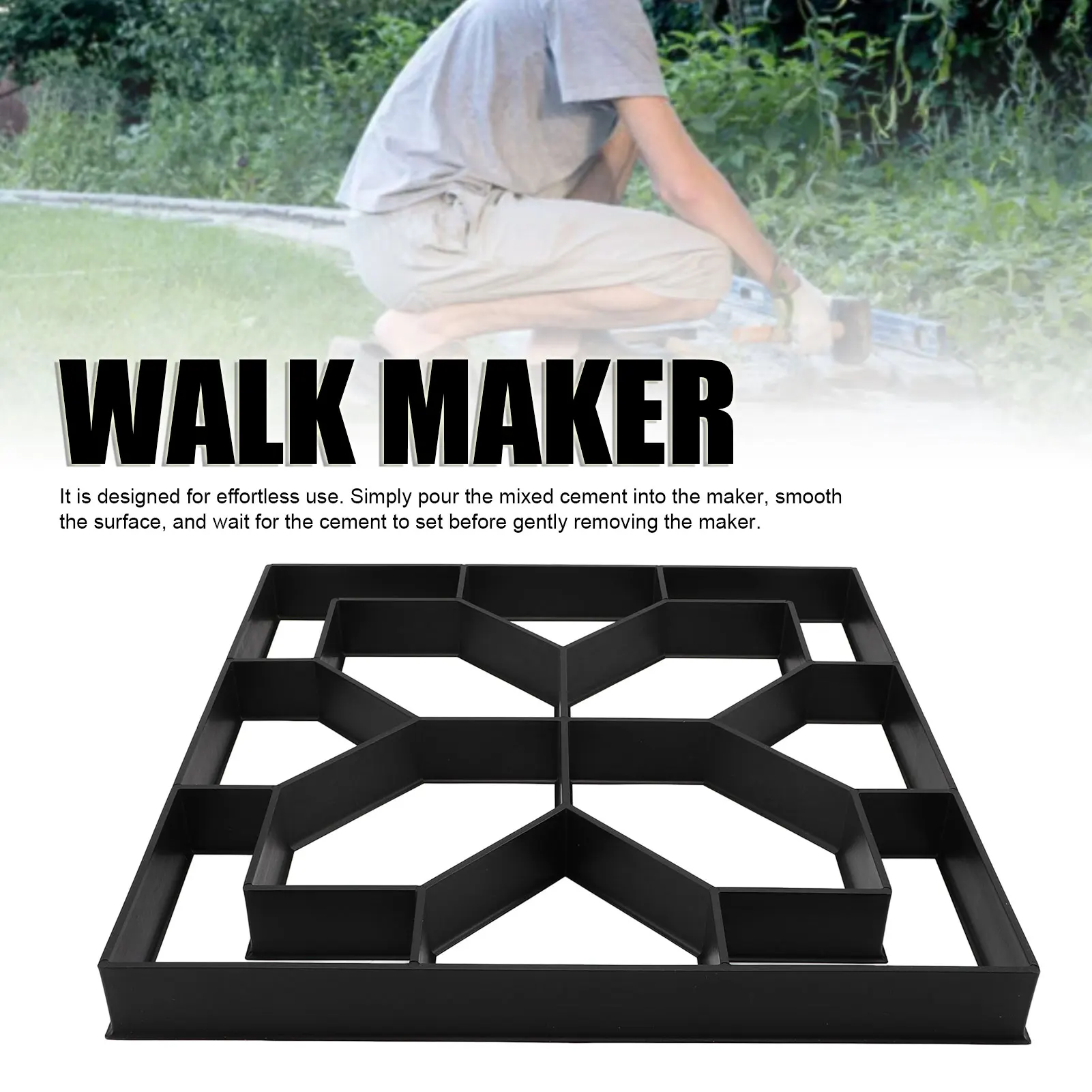 

Concrete Maker 40CM Walk Maker Manual Paving Reusable Concrete Maker for Garden Courtyard Sidewalk Walkway Stone Maker