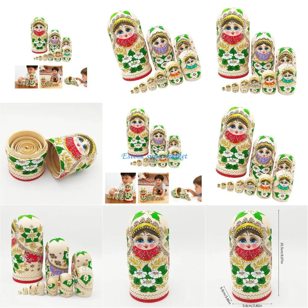 090B ماتريوشكا دمية التعشيش الروسية دمى التعشيش الروسية رسمت باليد 10 طبقة لعبة خشبية توفير المساحة للأطفال الترفيه