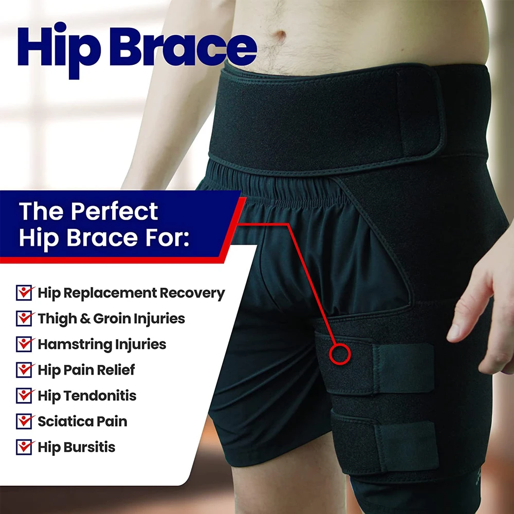 Professional Hip Brace Thigh Compression Sleeve | Hip Sciatica Pain Relief Device Brace, Hamstring Groin Compression Sleeve Wrap