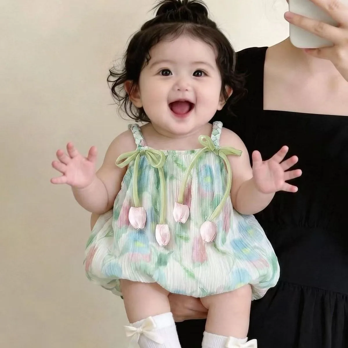 New Arrival Baby Girl Summer Lightweight Cool Romper 6-18M Infant Polyester Spaghetti Strap Onesie Kid Cute Sleeveless Bodyusit