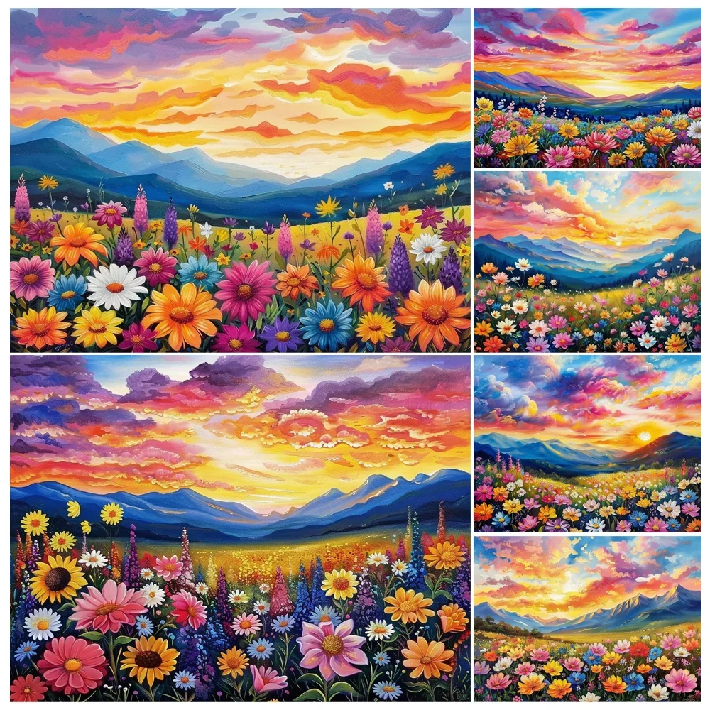 

Painting By Numbers Colorful Flowers Night Landscape Adult Oil Kit Seascape DIY Acrylic Paint Canva Artwork Gift Home Decorate