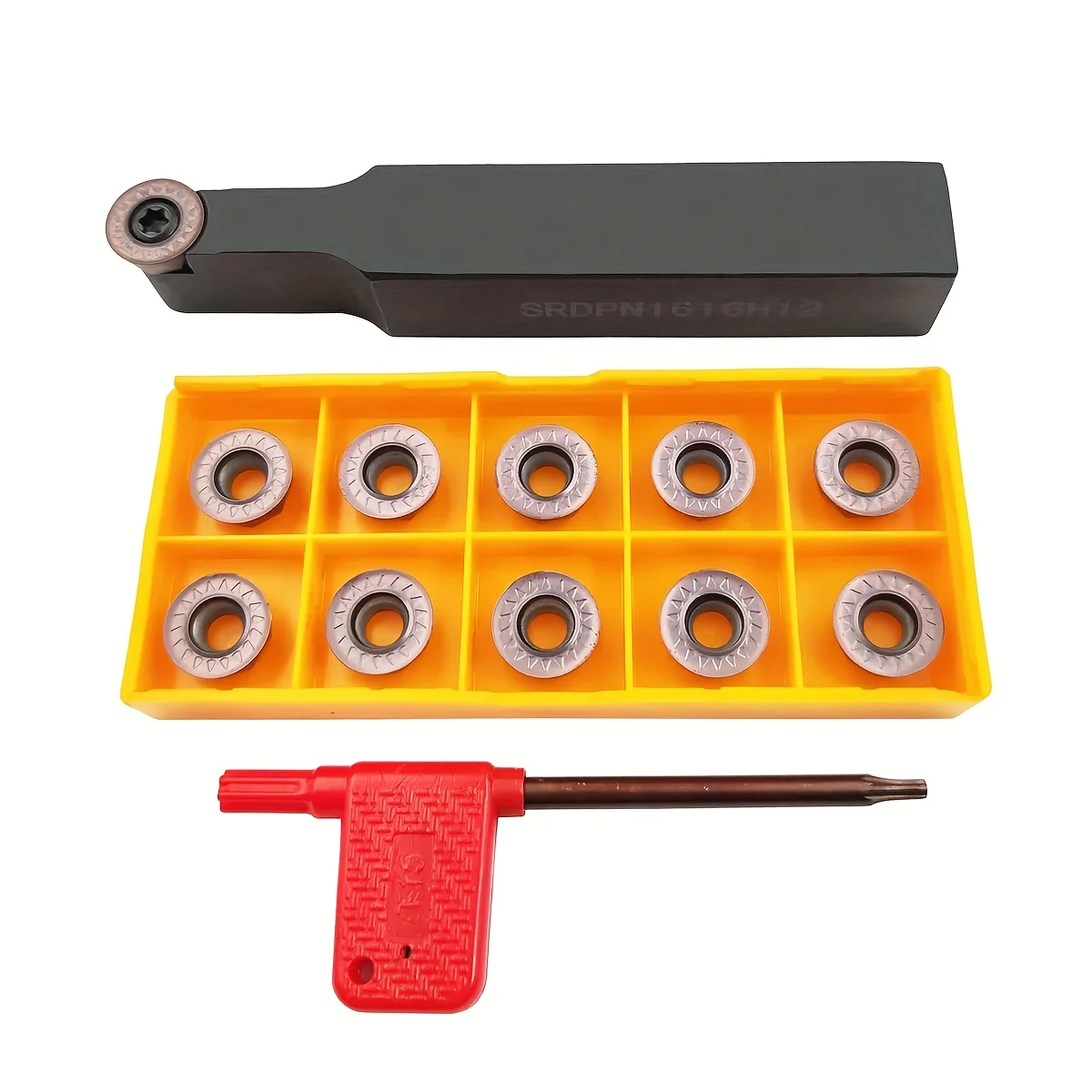 11pc SRDPN1616H12 Milling Cutter with RPMT1204MOE R6 Inserts - Carbide Indexable Set for Steel & Stainless