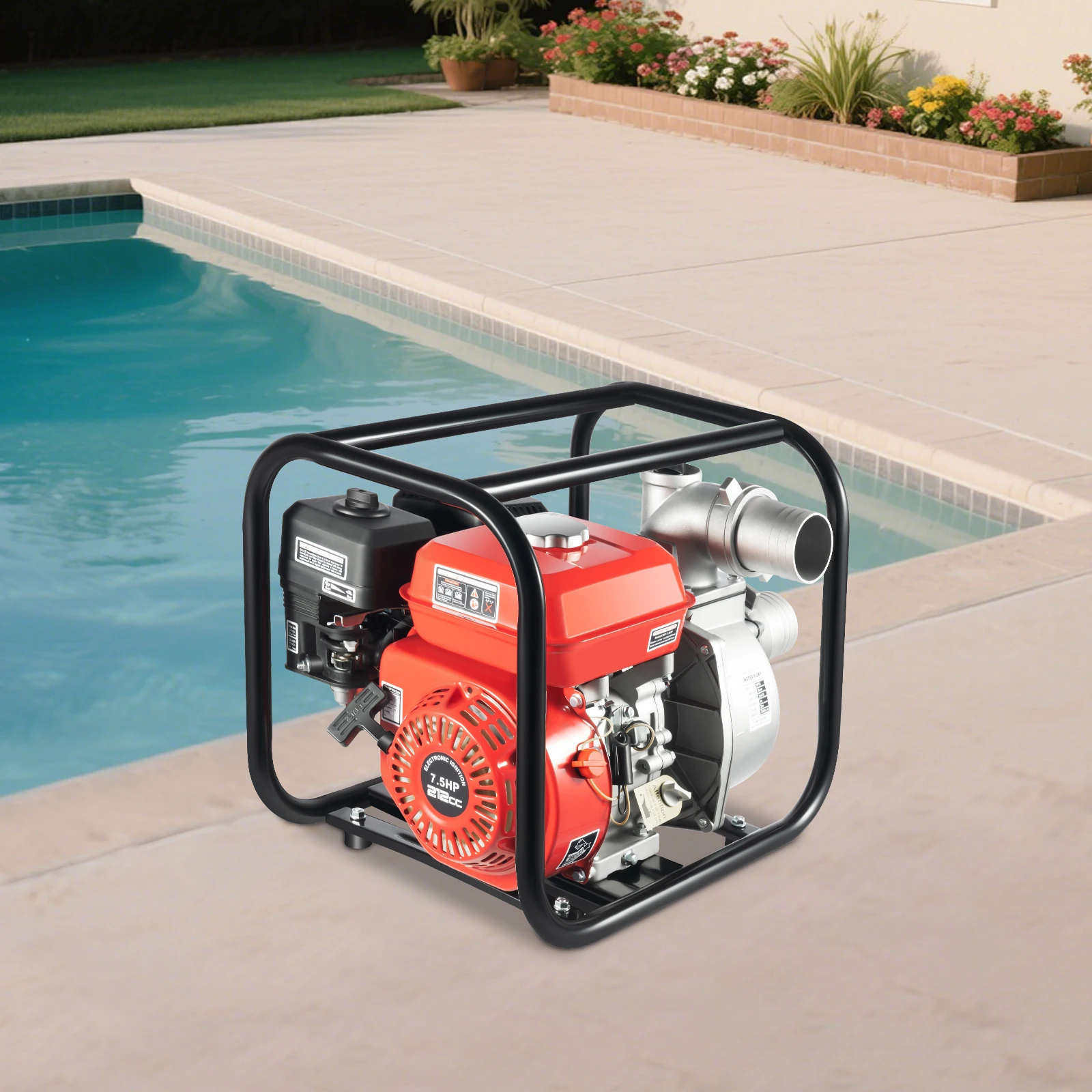 

Бензиновый водяной насос 3 дюйма, 7,5 л.с. с шлангом 7,5 м, 4-тактный насос для перекачки воды для ирригации, дренажа, сада, фермы