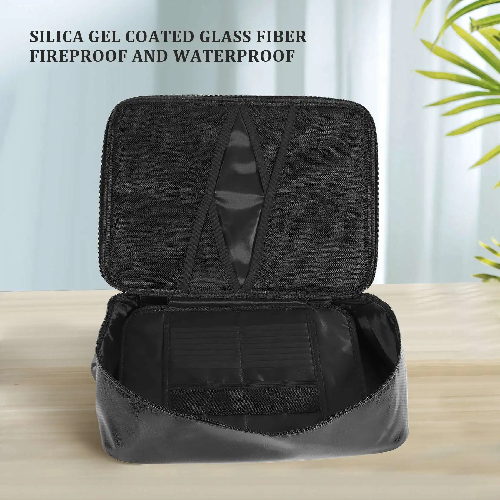 Document Bag With Lock, Fireproof 3-Layer With Zipper,For Laptops