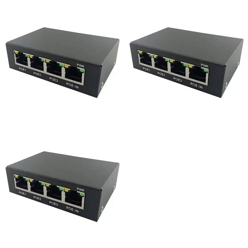 

New!3X 4 Ports Full Gigabit Poe Extender/Repeater 100/1000M Network Switch Extender For Poe Switch NVR IP Camera AP