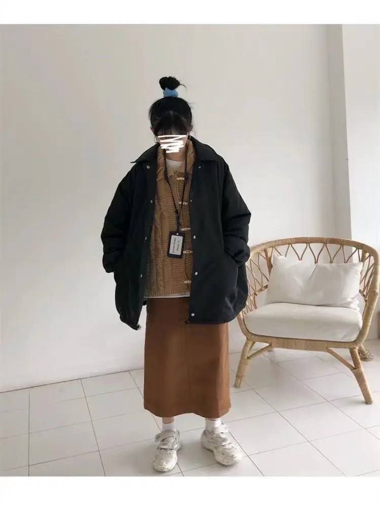 Jaqueta de algodão grosso retrô retrô americano, outono/inverno, Y2K, Harajuku, quente e quente, japonês