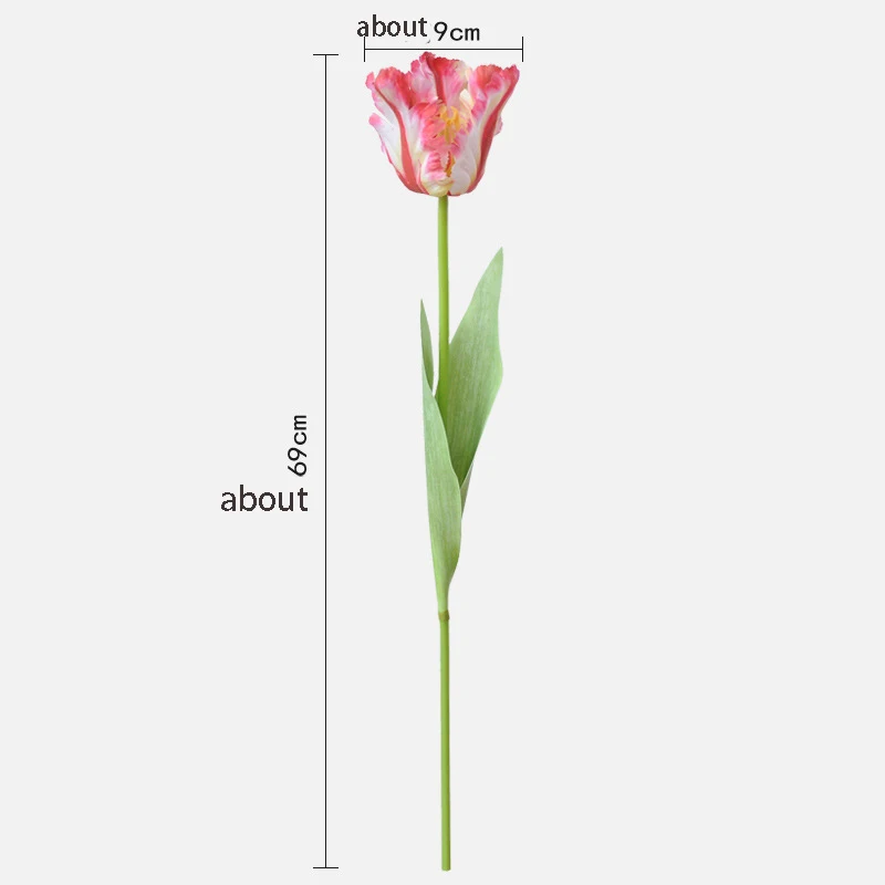 1pcs New Silk 3D Parrot Tulip 68cm Artificial Flower Real Touch Fake Flower Bouquet for Wedding Decoration Home Garen Decor