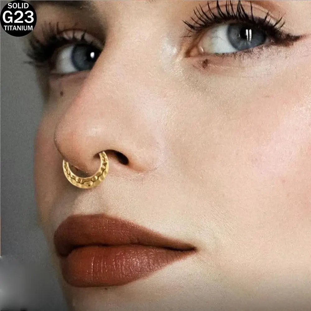 1PC G23 Titanium Septum Nose Rings Snake Spide Segment Rings Tragus Daith Helix Earrings for Men Women Nose Ear Piercing Jewelry