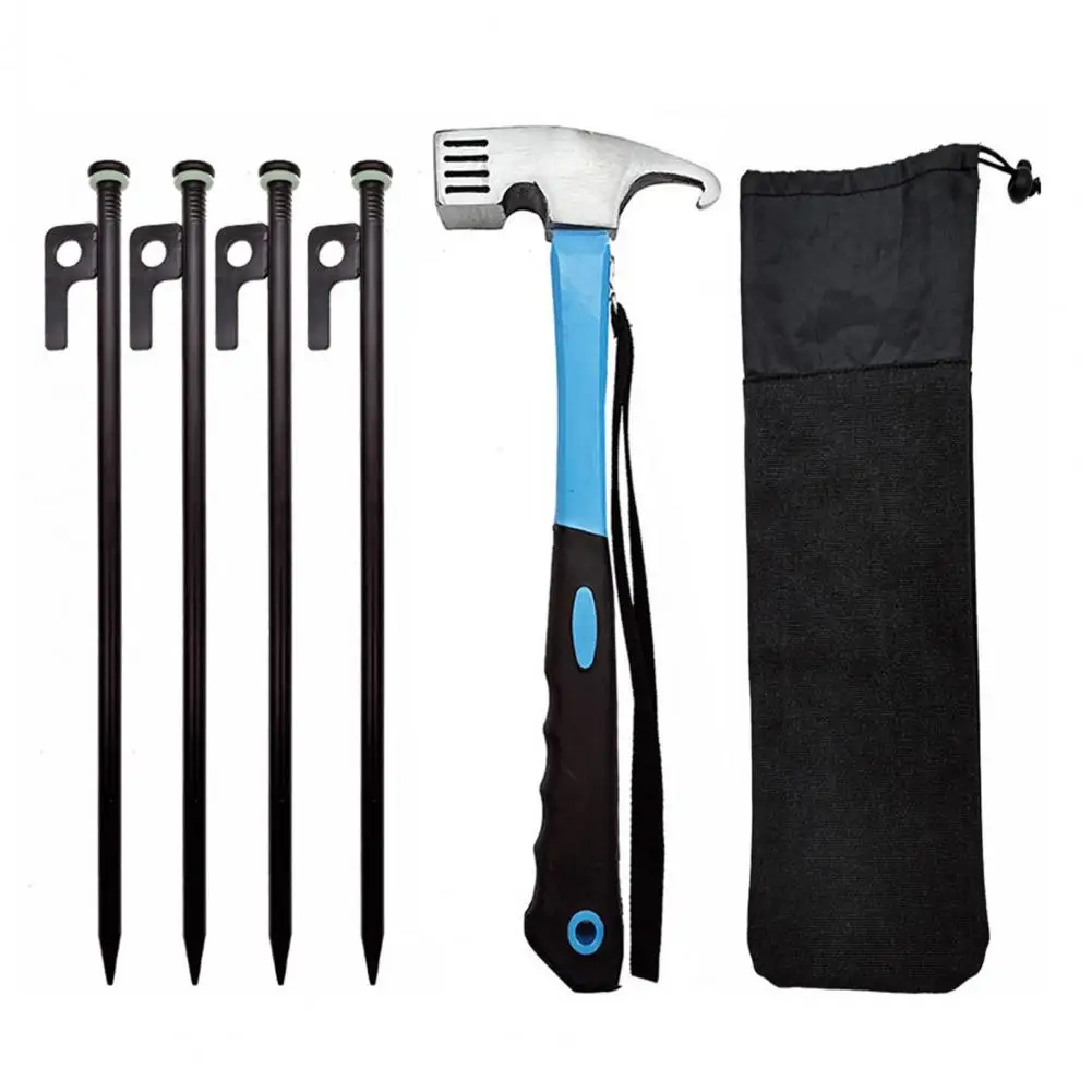 

Tent Peg Set Glow-in-the-dark Tent Stake Kit with Hammer Storage Bag Heavy Duty Outdoor Canopy Windproof Ground for Camping