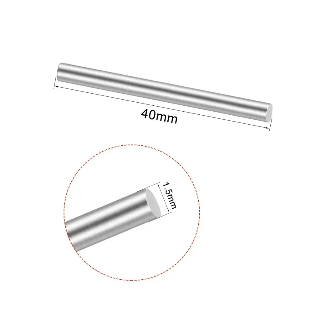 DIY RC Car Model Part, 20pcs Stainless Steel Shaft Round Rods, 10-45mm Long with 1.5mm Diameter