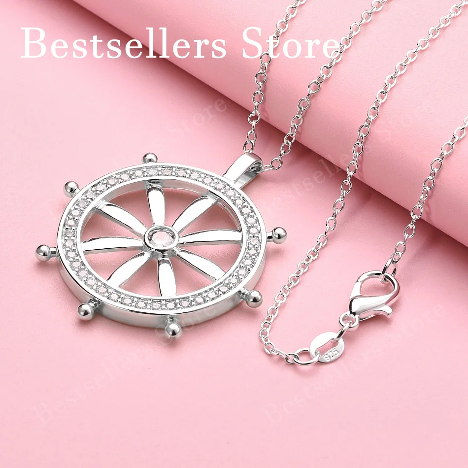 

925 sterling silver 16-30 inch exquisite wheel pendant necklace for women's wedding fashion gifts, accessories, jewelry