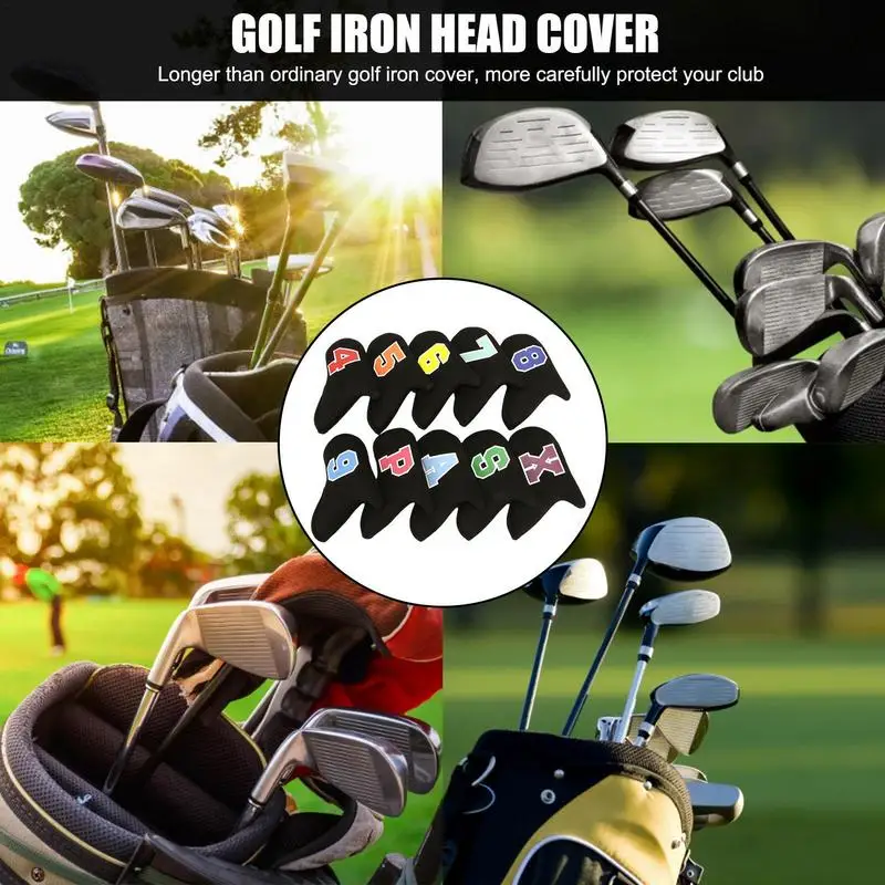 Golf Iron Head Cover Golf Club Covers Waterproof Golf Iron Sleeves Set 10PCS Golf Iron Sleeves Set Portable Protective Headcover