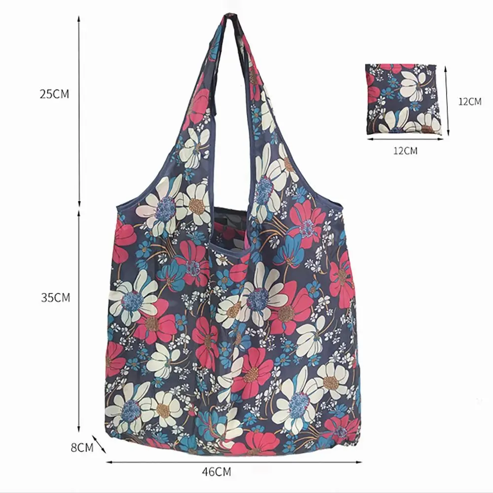 Large Size Folding Shopping Bag Printed Design Washable Cloth Foldable Grocery Bag Portable Reusable Shopping Bag for Shopping