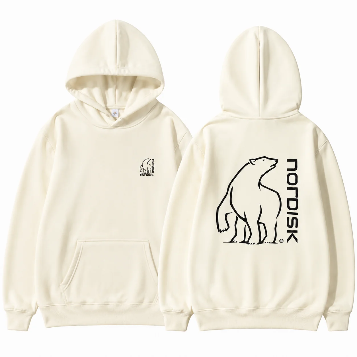 Großer Eisbär NORDISK Grafik Outdoor Mode Lässiger Kapuzenpullover für Männer und Frauen, Herbst und Winter, Hochwertiger Hoodie – Detail 5
