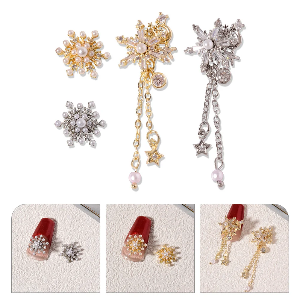 

4Pcs Snowflake Nail Charms Attractive Elegant DIY Nail Art Decoration Themed Prom Birthday Party Charms for Nails