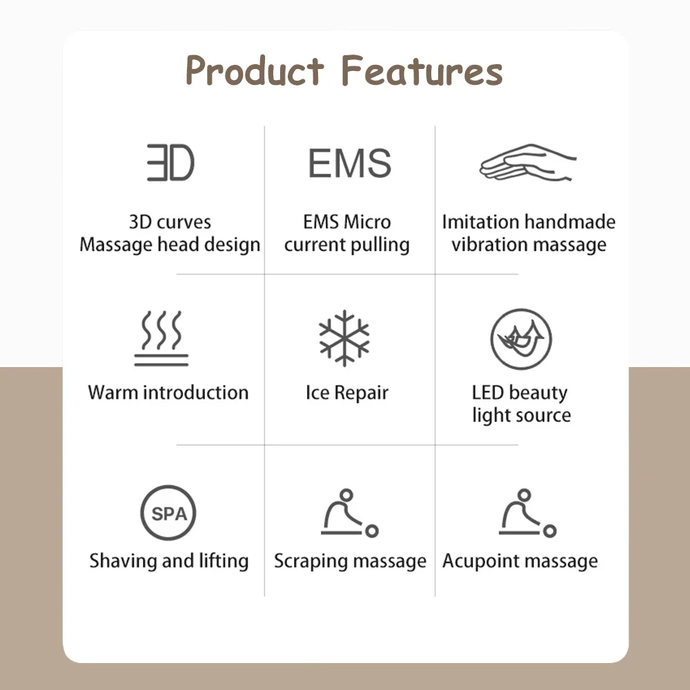 전기 과샤 마사지기, 냉온 가열 진동 스크래핑 보드, 목 등 마사지, 얼굴 피부, 과샤 EMS 얼굴 리프팅 뷰티
