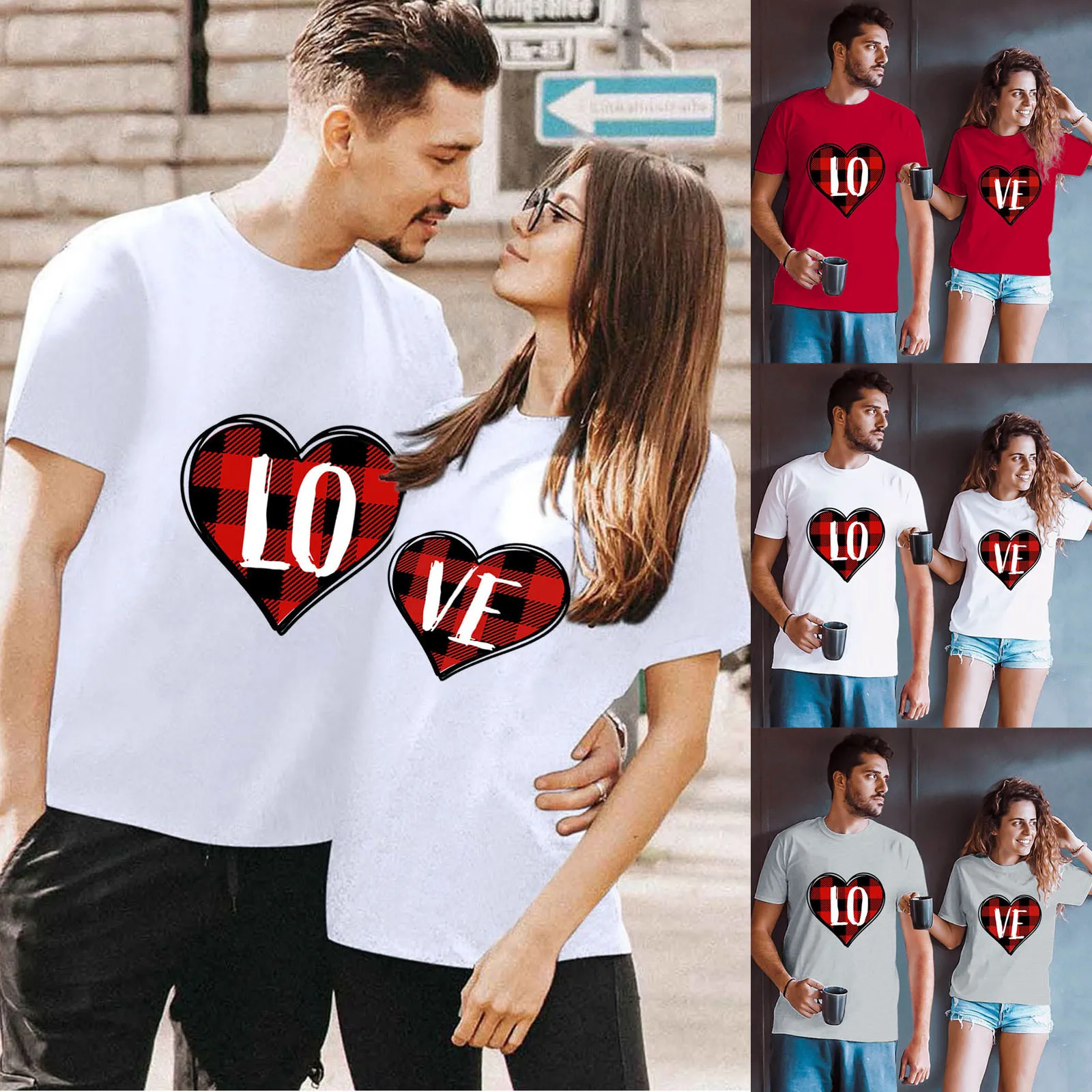 

Men Valentine Day Letter Heart Print Tee Short Sleeve Tops Blouse T Shirt Mens Clothing Male Clothes Luxury